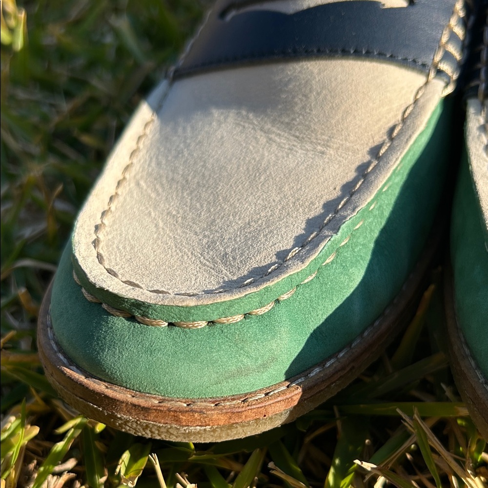 Sperry Penny loafers green white and navy size 9 1/2 - Picture 3 of 7